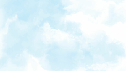 Sky Nature Landscape Background. Hand painted blue sky and clouds, abstract watercolor background, vector illustration