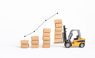 Business ecommerce or export and import concepts with product box order growing