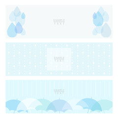 雨のイラスト 横長背景 素材セット / vector eps