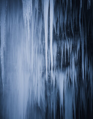 Fototapeta na wymiar Pericnik waterfall frozen and icy