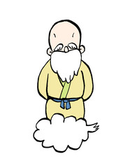 神話に出そうな雲に乗った神様のイラスト