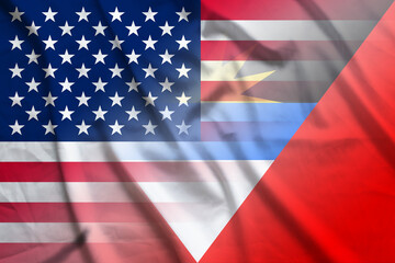 Fototapeta premium USA and Antigua and Barbuda national flag transborder contract ATG USA