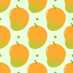 Cute funny mango pattern character. Vector hand drawn cartoon kawaii character illustration icon. Isolated on white background. Mango character concept