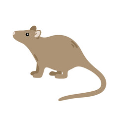 Hand drawn illustration with charming little mouse. Cute forest character. Vector lovely mouse in flat style isolated on white background. Cartoon woodland creature. Childish illustration
