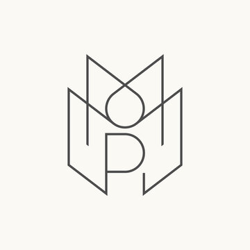 unique letter or word MMP line thin font like wing, pattern precision image graphic icon logo design abstract concept vector stock. Can be used as a symbol related to initial or monogram