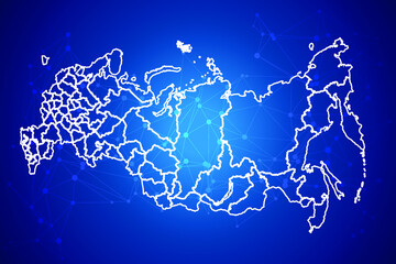Russia Map Technology with network connection background