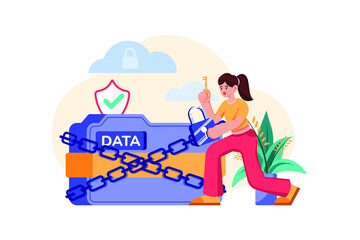 Cyber Security Illustration concept. Flat illustration isolated on white background