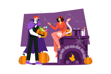 Halloween Illustration concept. Flat illustration isolated on white background