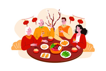 Chinese New Year Illustration concept. Flat illustration isolated on white background