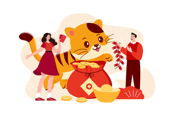 Chinese New Year Illustration concept. Flat illustration isolated on white background