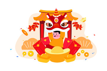 Chinese New Year Illustration concept. Flat illustration isolated on white background