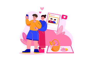 Valentine’s Day Illustration concept. Flat illustration isolated on white background