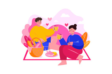 Valentine’s Day Illustration concept. Flat illustration isolated on white background