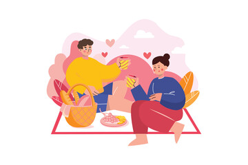 Valentine’s Day Illustration concept. Flat illustration isolated on white background