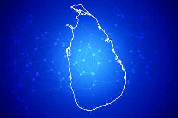 Sri Lanka Map Technology with network connection background