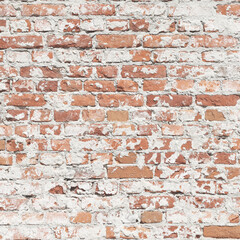red brick wall texture and white cement urban background