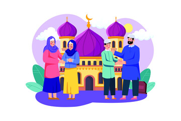 Eid Al-Adha Illustration concept. A flat illustration isolated on white background