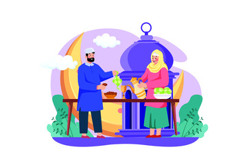 Eid Al-Adha Illustration concept. A flat illustration isolated on white background