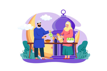 Eid Al-adha Illustration concept. Flat illustration isolated on white background