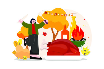 Thanksgiving Day Illustration concept. Flat illustration isolated on white background