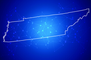 Fototapeta premium TENNESSEE Map Technology with network connection background