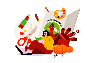 Thanksgiving Day Illustration concept. Flat illustration isolated on white background