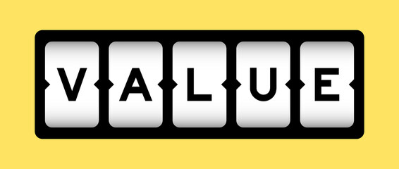 Black color in word value on slot banner with yellow color background