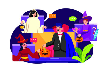 Halloween Illustration concept. Flat illustration isolated on white background