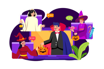 Halloween Illustration concept. Flat illustration isolated on white background