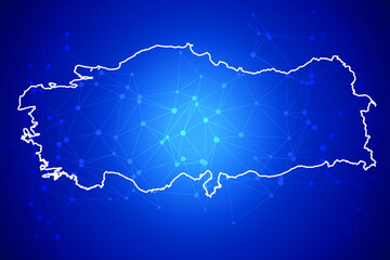 Turkey Map Technology with network connection background