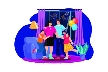 New year’s Eve Illustration concept. Flat illustration isolated on white background