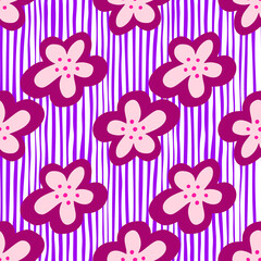 Creative decorative flowers seamless pattern. Simple stylized flower buds wallpaper.