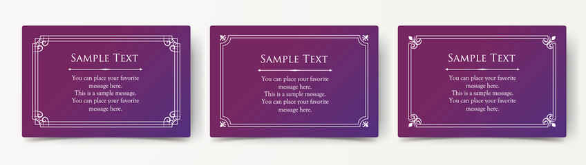 高級感のあるカードデザイン。アンティークな装飾デザイン。エレガントな縁の模様。