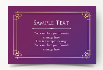 高級感のあるカードデザイン。アンティークな装飾デザイン。エレガントな縁の模様。