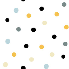 Semless hand drawn pattern with colorful dots. Abstract childish texture for fabric, textile, apparel. Vector illustration