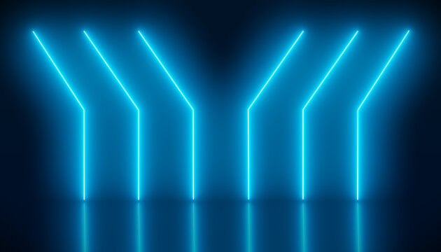 illustation of glowing neon lines in blue