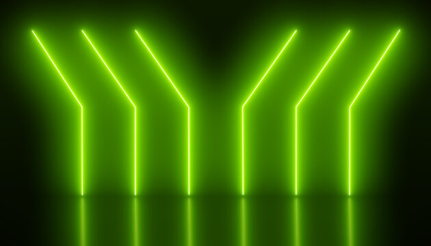 illustation of glowing neon lines in green