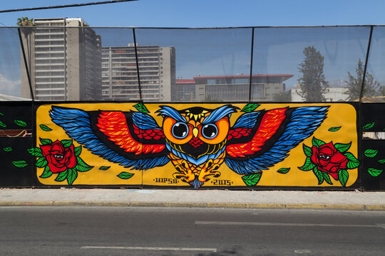 Santiago de Chile, Chile - November 28, 2015: Graffiti on a wall in the streets of the Bellavista district.