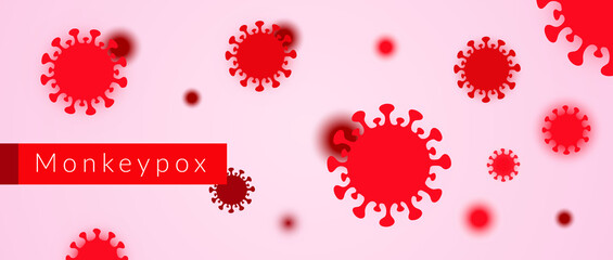 Monkeypox virus banner for awareness and alert against disease spread, Monkey Pox virus outbreak pandemic, pandemic from animals to humans. Medical and health concept. Monkeypox virus background