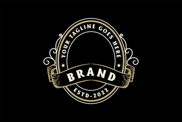 Vintage Blank Round Badge Emblem Stamp Label Logo Design Vector