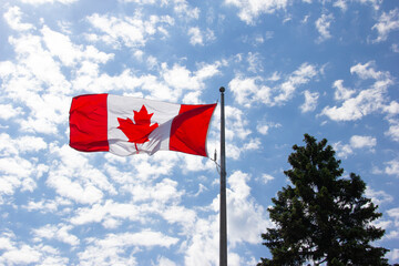 Canadian flag on a sunny day