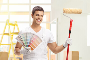 House painter with a paint roller