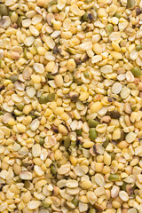 split skin removed mung beans or green grams, also known as moong seeds, staple ingredient in southeast asian dishes, protein rich legumes, full frame food background