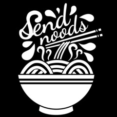 Send Noods illustration, Food Pun vector, Japan Ramen