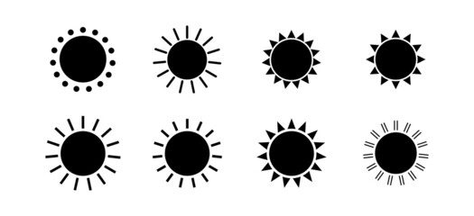 Sun clipart icon vector on white background