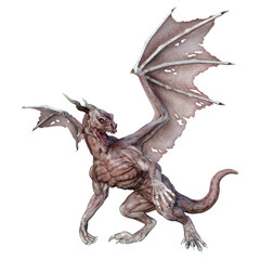 3D Rendering Fairy Tale Dragon on White