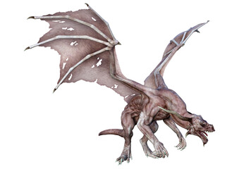 3D Rendering Fairy Tale Dragon on White