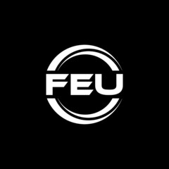 FEU letter logo design with black background in illustrator, vector logo modern alphabet font overlap style. calligraphy designs for logo, Poster, Invitation, etc.