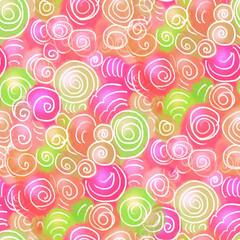 Abstract seamless pattern with watercolor drawing