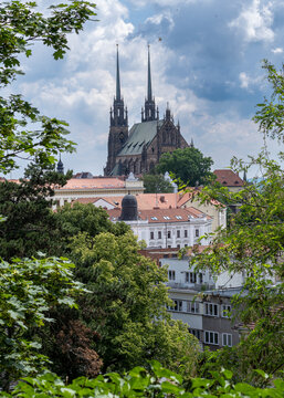"Brno, Czech Republic / South Moravia - 06 04 2022: Cathedral of St. Peter and Paul, Brno, rear view"